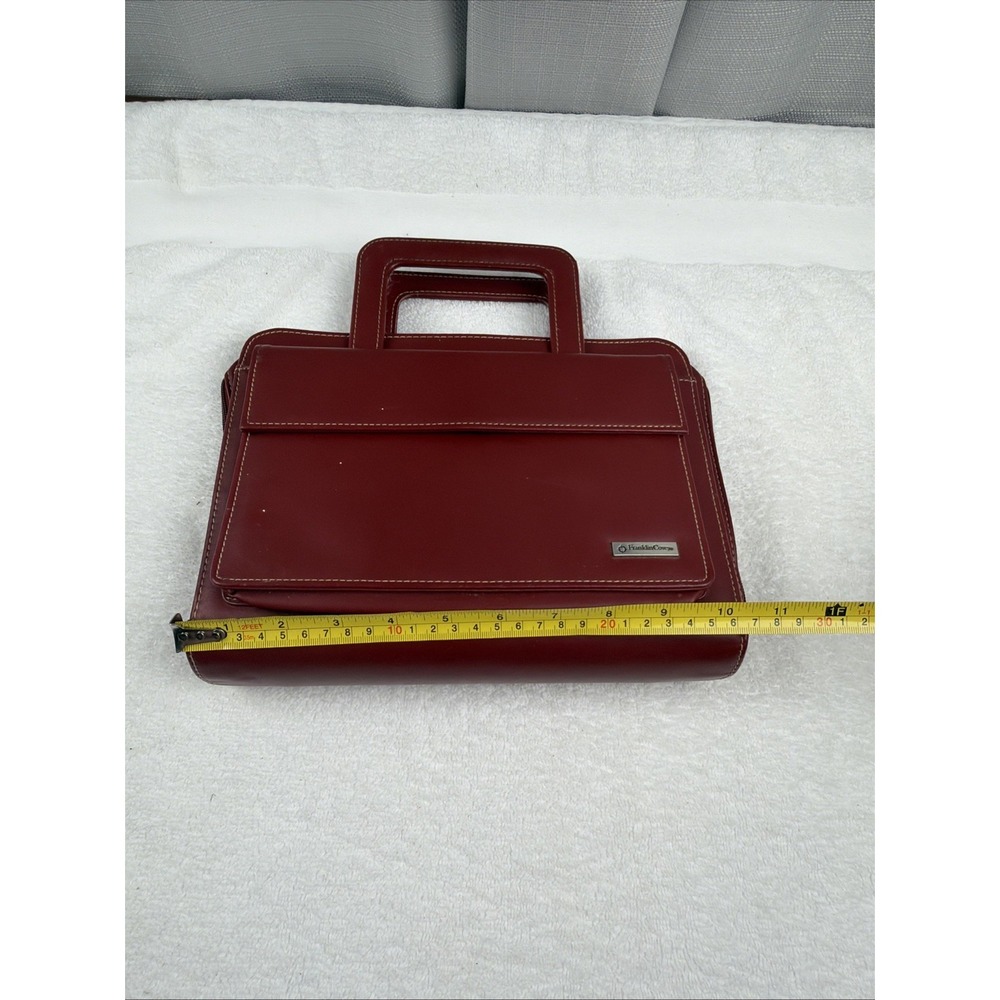 Vtg FRANKLIN COVEY Red  7 Ring Planner Binder  w/ Retractable Handles  8" x 11" - Picture 5 of 16